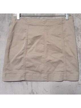 Jolt Size 7 Mini Skirt Beige Exposed Seam Panel Back Zip Casual